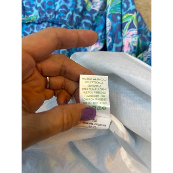 Lilly Pulitzer Women's Blue Floral Tropical Leopard Print Fit & Flare Sundress 4 - Picture 8 of 12